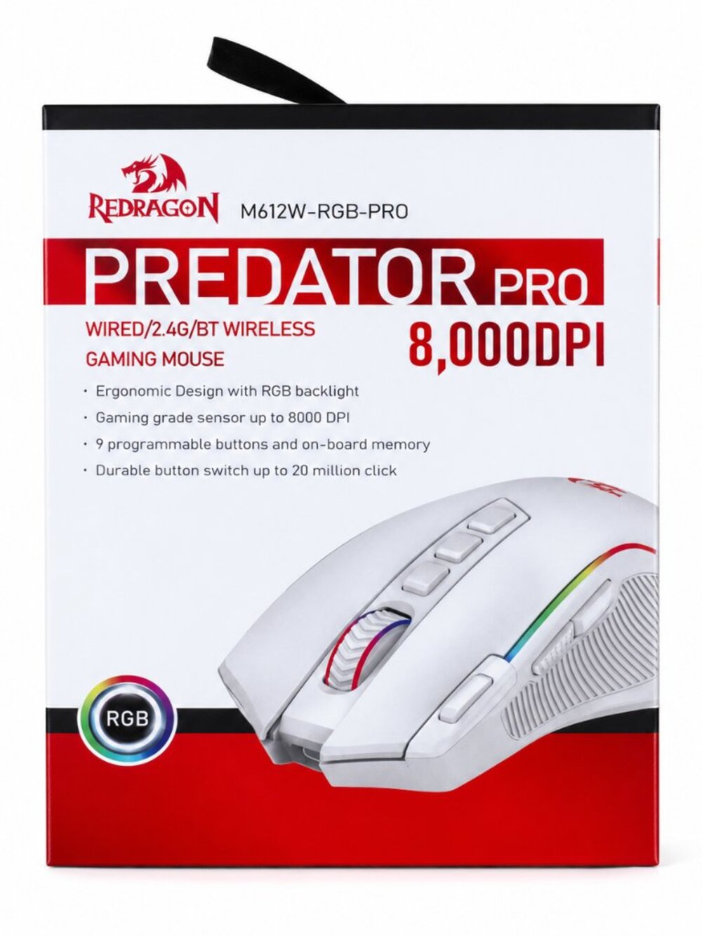 Redragon M612W RGB PRO Predator Pro Gaming Mouse Wireless And Bluetooth - MULTI